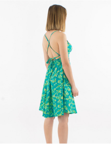 Robe courte fluide d'été bohème dos nu