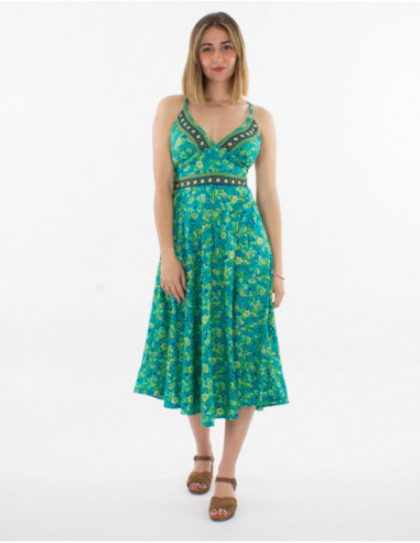 Robe midi romantique d'été dos nu croisé