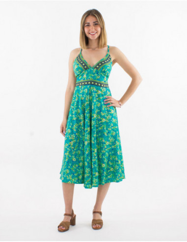 Robe midi romantique d'été dos nu croisé