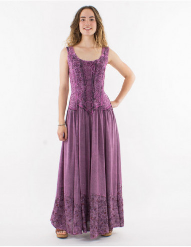 Robe longue brodee avec lacets