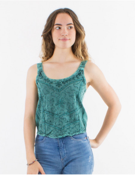 Top uni ethnique avec broderies