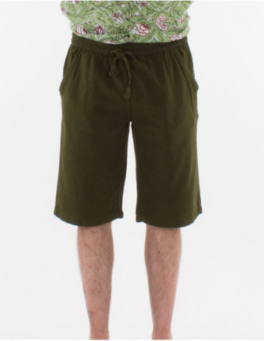 Men's basic plain khaki cotton shorts