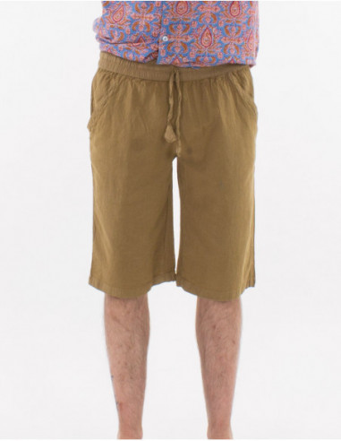 Short en coton beige basique uni pour homme