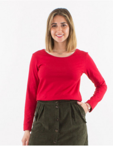 Plain long sleeve cotton t-shirt