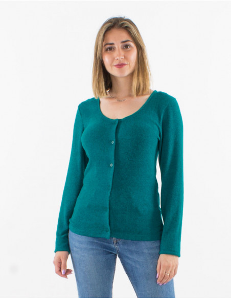 Plain mottled cardigan with buttons