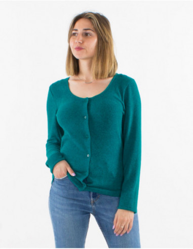 Plain mottled cardigan with buttons