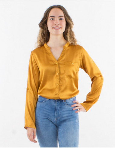 Chemise féminine basique satinée