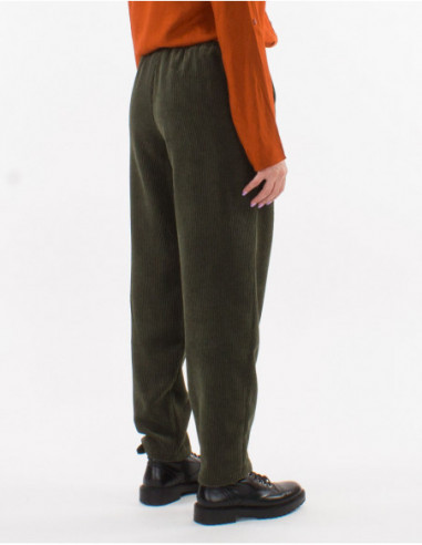 Pantalon droit basique en velours côtelé