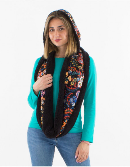 Original baba cool black faux fur hooded tube scarf