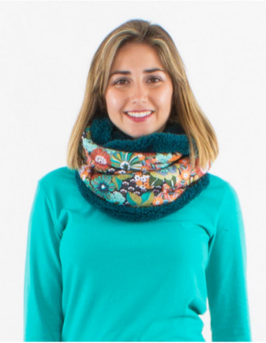 Women's winter tube scarf 2023 emerald green boho pattern