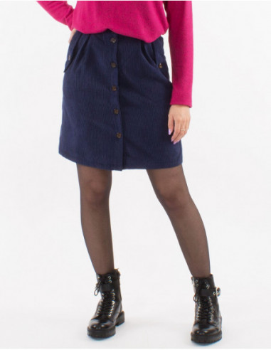 Chic short skirt in navy blue corduroy