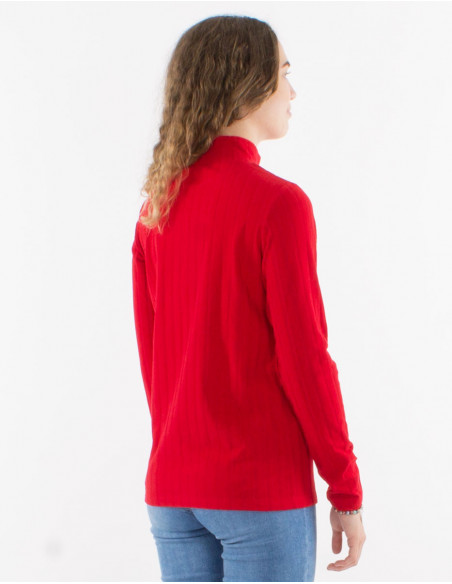 Pull chaud d'hiver pour femme uni basique rouge