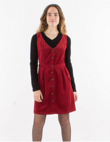 Robe chasuble courte chic en velours uni