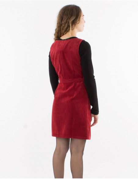 Robe courte effet boule basique chic en velours cotele