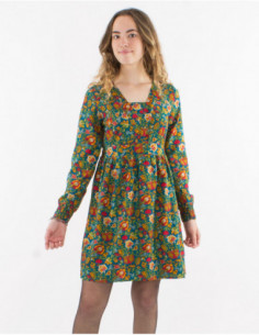 Original short skater dress with hippie bouquet floral print 2