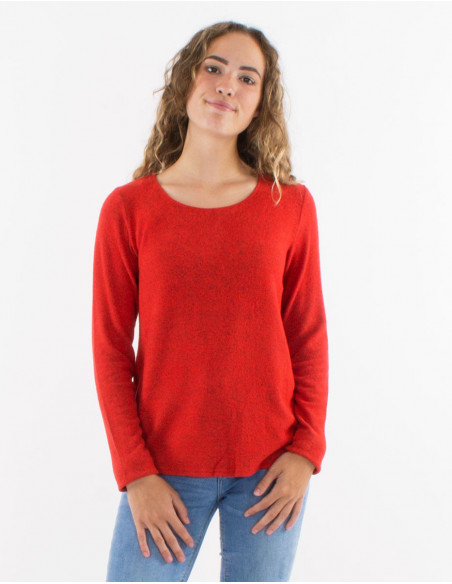 Plain Mottled-Knit Sweater