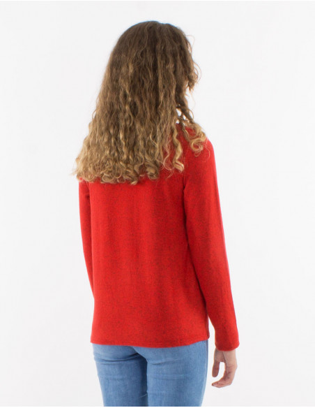 Plain Mottled-Knit Sweater