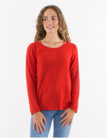 Plain Mottled-Knit Sweater