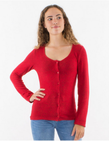 Plain mottled cardigan with buttons