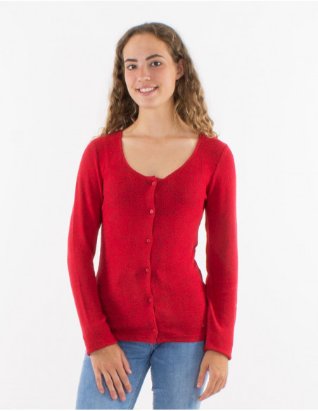 Plain mottled cardigan with buttons