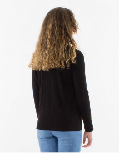 Pull chaud d'hiver pour femme uni basique noir