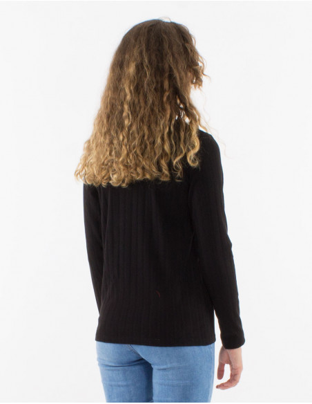 Women's warm winter sweater, plain basic, black