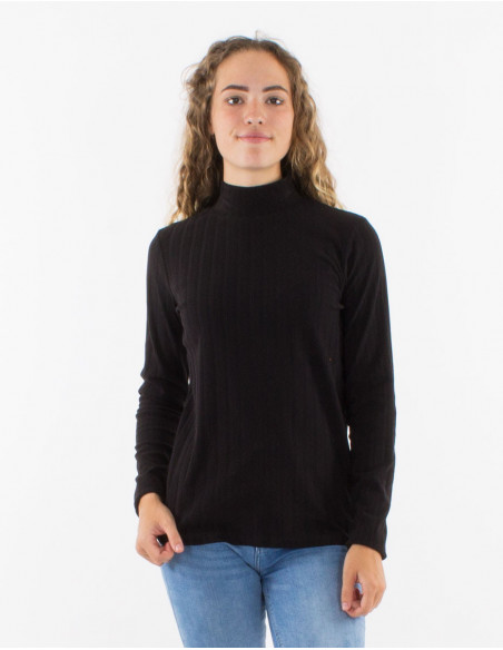 Pull col montant femme pour l'hiver uni basique noir