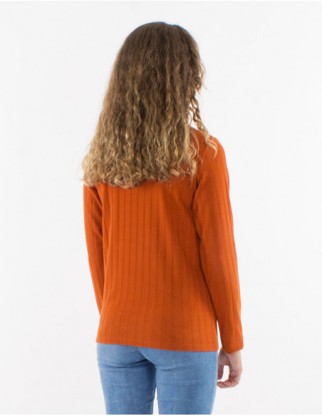 Warm women's winter sweater, plain basic rust