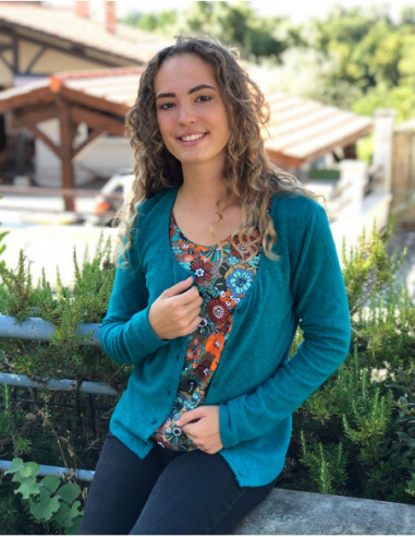 Plain mottled cardigan with buttons