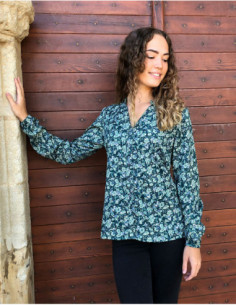 Chemise fluide automnale pour femme à imprimé petites fleurs chic 2