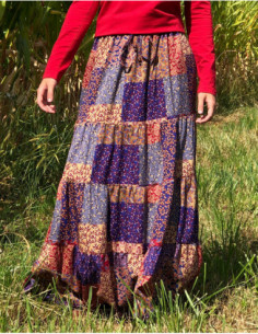 Original long skirt with pink and purple baba cool patchwork ruffles 2