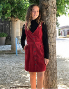 Short sleeveless bubble dress in chic plain velvet 2