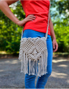 Macramé shoulder bag with...