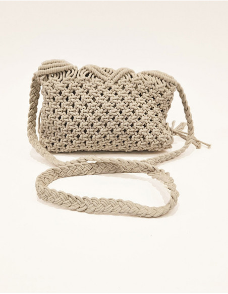 Macramé shoulder bag with fringe