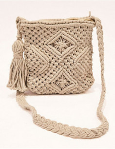 Sac bandoulière en crochet à pompon