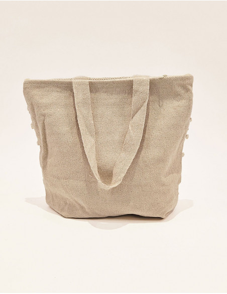Two-tone shopping bag with small tassels