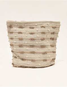 Sac cabas bicolore avec petits pompons 2