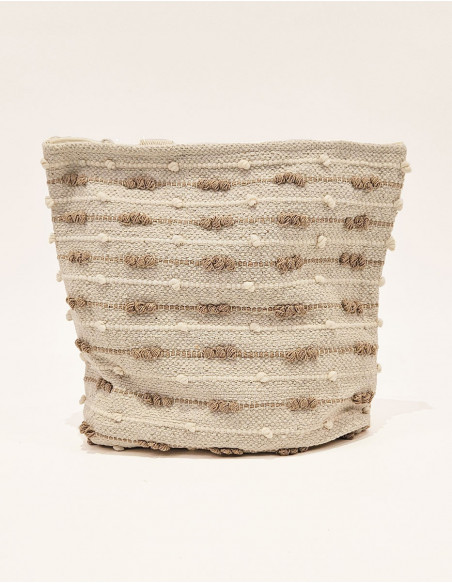 Two-tone shopping bag with small tassels