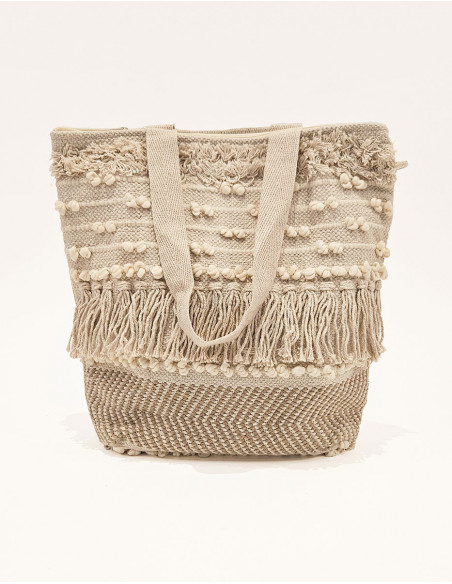 Boho tote bag with bangs and tassels