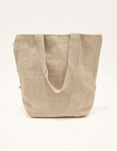 Sac cabas boho avec franges et pompons