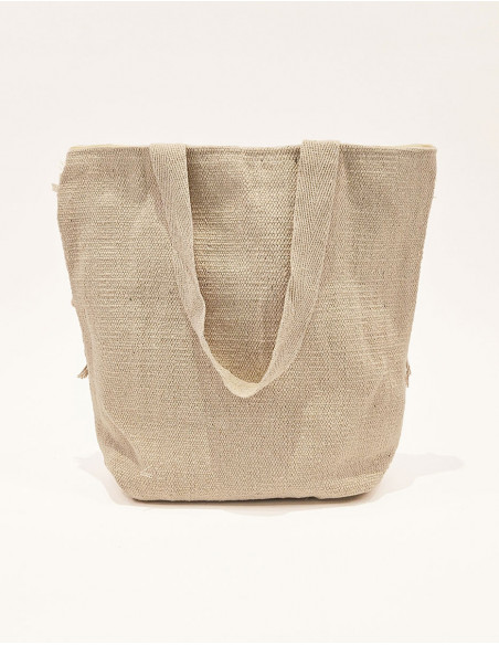 Sac cabas boho avec franges et pompons
