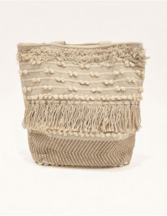 Sac cabas boho avec franges et pompons 2