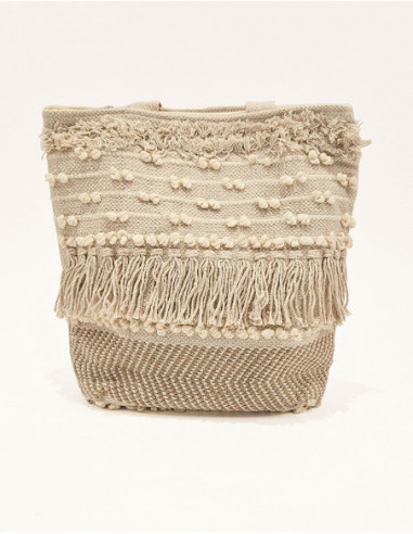 Boho tote bag with bangs and tassels