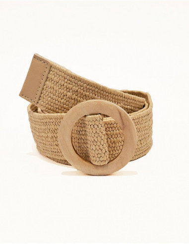 Ceinture tressée boucle bois