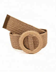 Raffia buckle braided belt