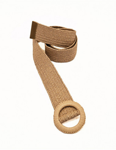 Raffia buckle braided belt