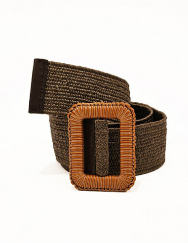 Braided belt with rectangular buckle