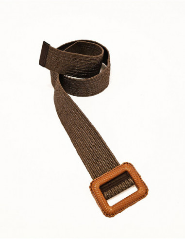 Braided belt with rectangular buckle