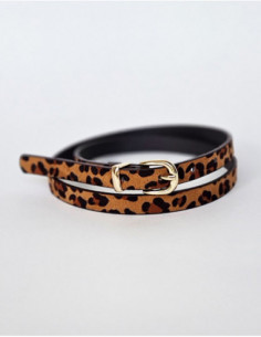 Thin leopard print belt