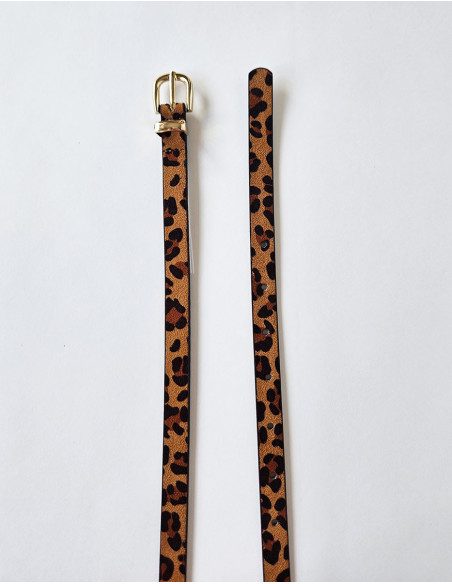 Ceinture fine à imprimé léopard